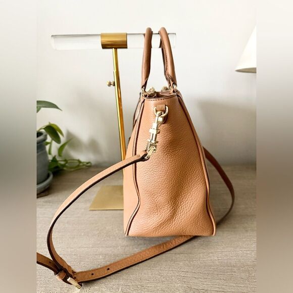 Tory Burch Robinson Pebbled Leather Square Tote in Tigers Eye (Tan) - EUC - Picture 3 of 11